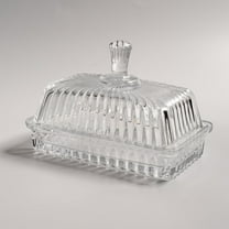 Clear glass butter dish with lid, butter stick tray with lid, crystal glass butter storage container, suitable for refrigerator kitchen countertop