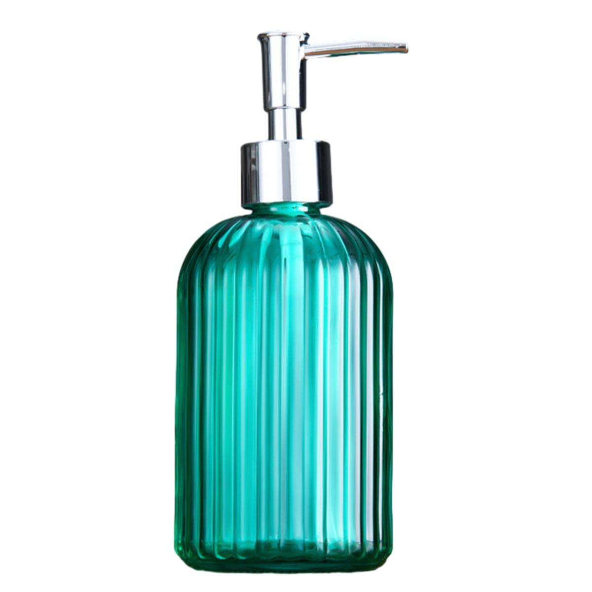 Clear glass soap dispenser with rust-proof stainless steel pump refillable bathroomgreen