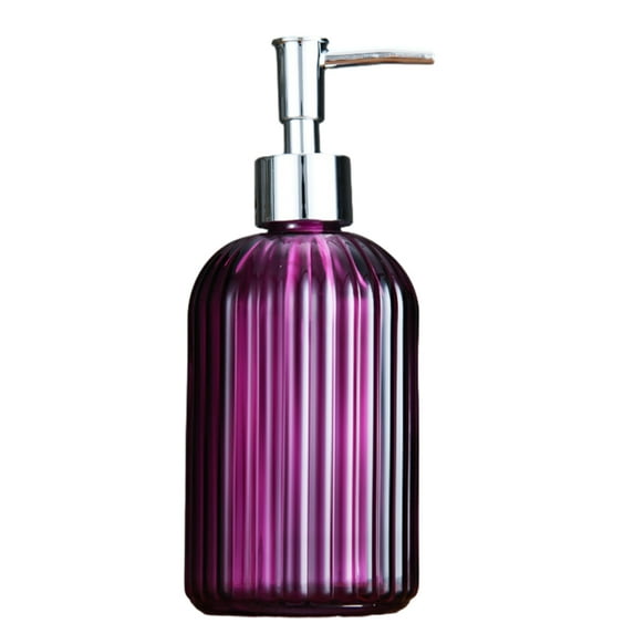Clear glass soap dispenser with rust-proof stainless steel pump refillable bathroompurple