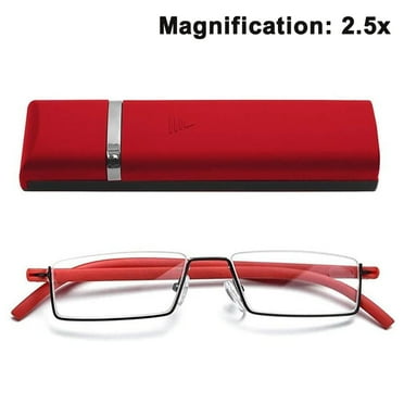 Clear glasses Half Frame Reading Glasses for Men and Women Lightweight Computer Readers with Portable mirror box