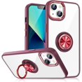 thumbnail image 1 of Clear for iPhone 14 Pro Max Case with Ring Holder, 360 Rotate Magnetic Kickstand Support Car Mount, Electroplated Edges Not Yellowing Slim Shockproof for Women Men Protective Phone Case, Red, 1 of 8