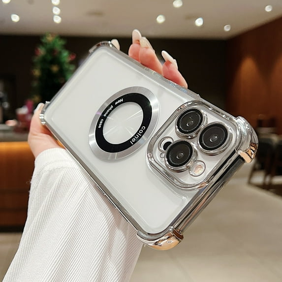 Clear for iPhone 14 Pro Max Magnetic Case Compatible with MagSafe, Military Grade Shockproof Full Camera & Four-Corner Protection Anti-Fingerprints Transparent Case for iPhone 14 Pro Max, Silver