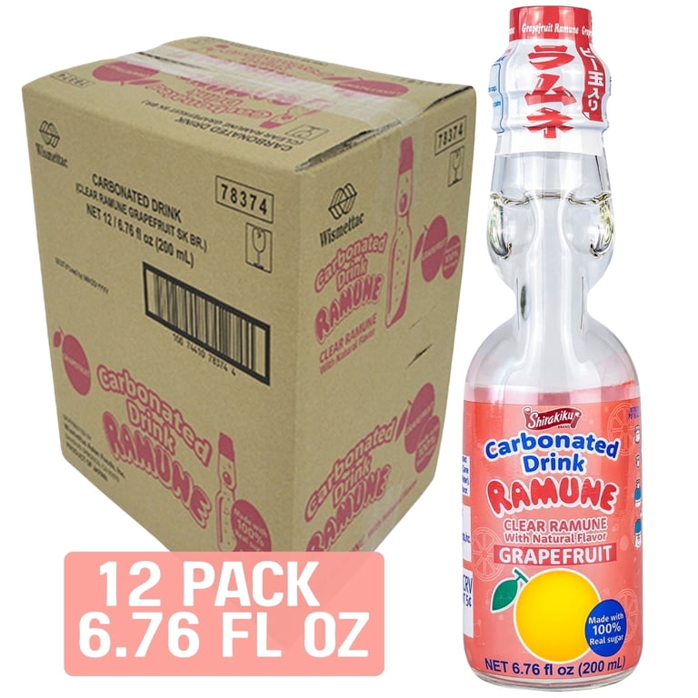 SHIRAKIKU Clear Ramune Japanese Carbonated Drink Grapefruit No