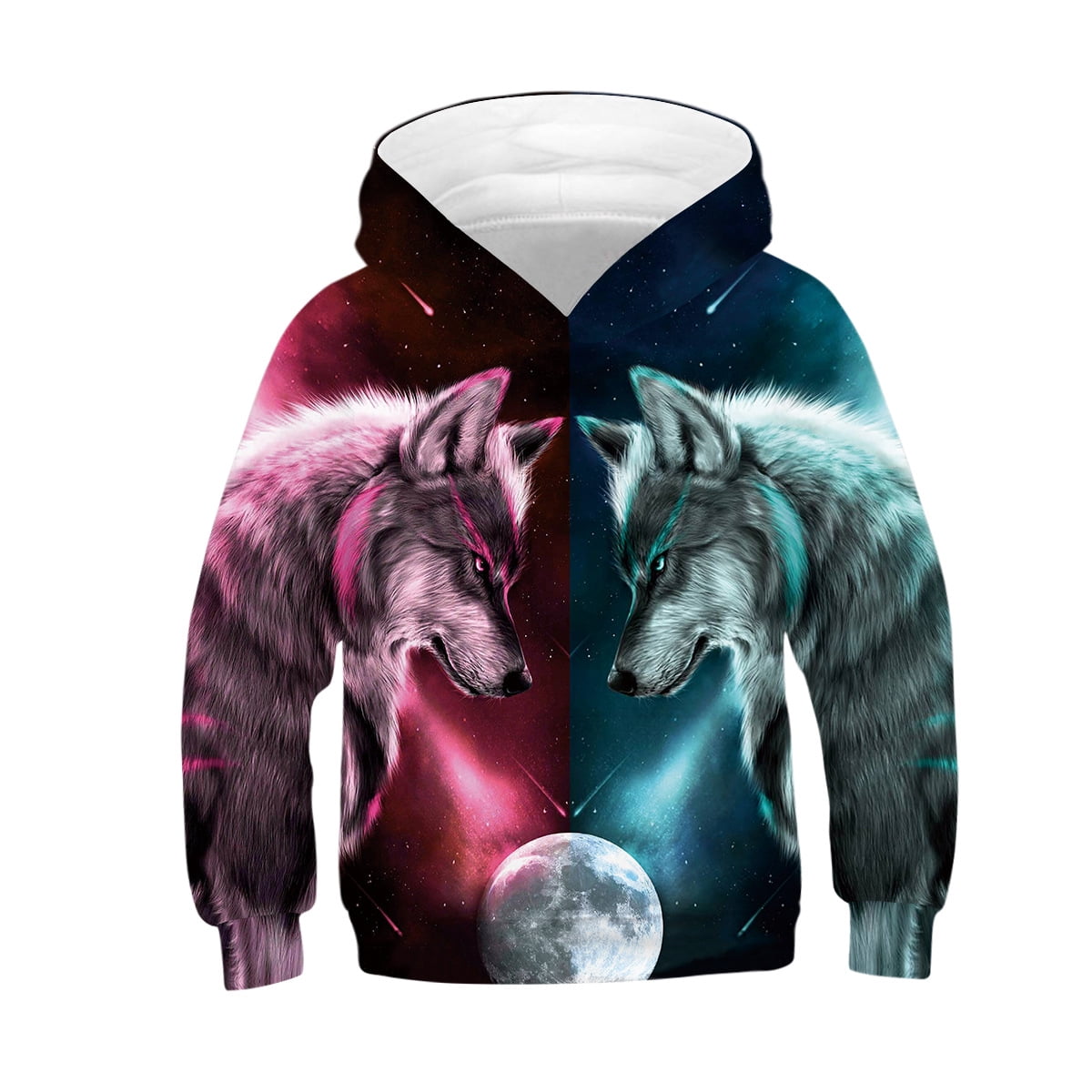 Clear and blue Ice fire wolf shape children's hoodie casual sweater - Walmart.com