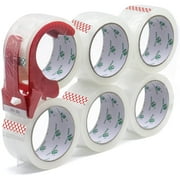 Behome Clear Shipping Packing Tape with Dispenser, 6 Rolls Heavy Duty Packing Tape for Shipping and Moving, 1.88 x 60 yd