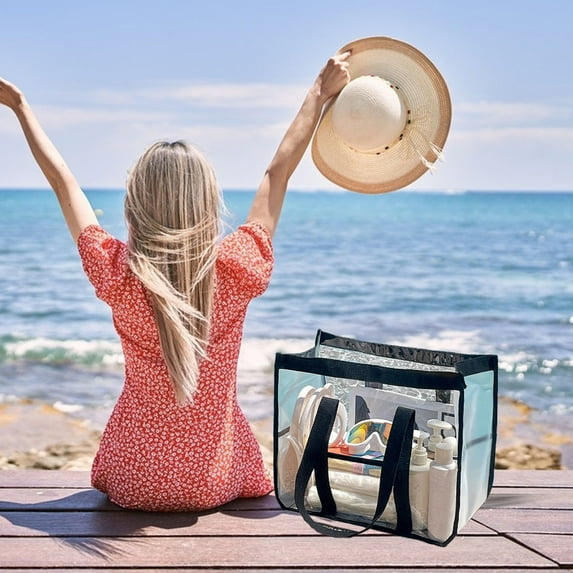 Clear tote Bag, Stadium Approved, Large Transparent PVC Travel Beach Work Safety Certified, Versatile for Events and Office