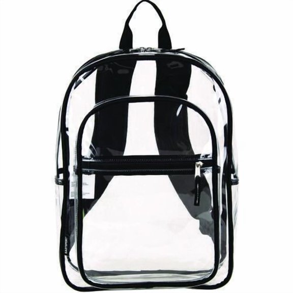Clear with Color Trim Backpack, 11.5" x 5" x 16.5", Clear/Black | Bundle of 10