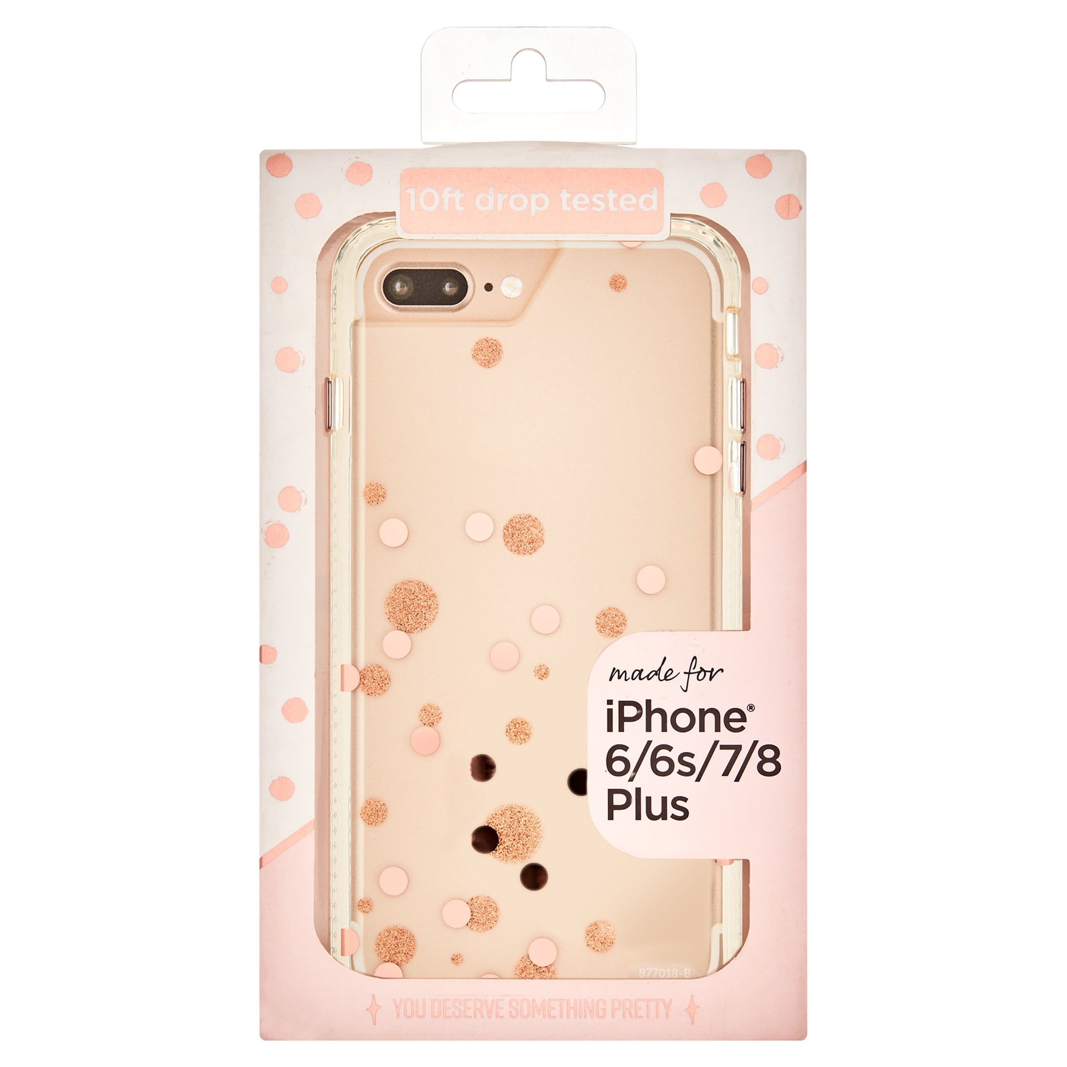 Clear with Rose Gold Metallic Glitter Dots Phone Case for iPhone