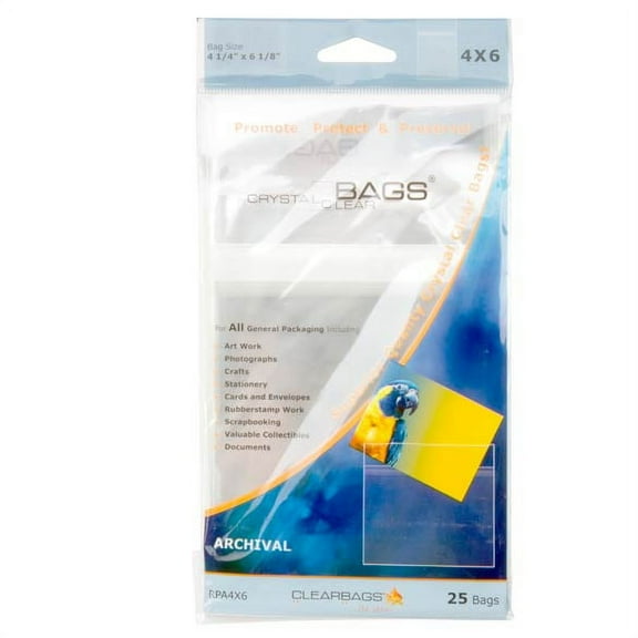 ClearBags 4 1/4" x 6 1/8" Crystal Clear Bags® Protective Closure Pack of 25 (1 Pack) [RPA4X6]