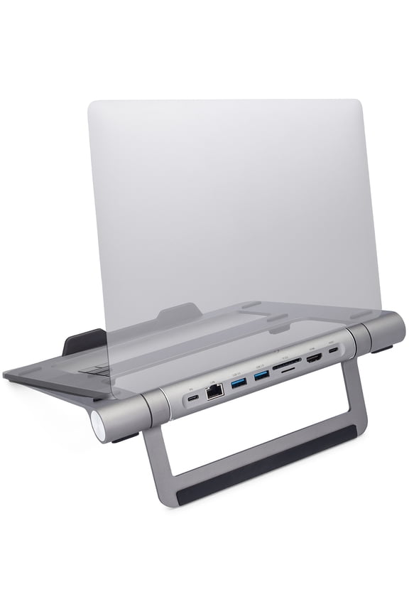 6-in-1 USB-C Portable Docking Station & Laptop Stand - 2X USB 3.0 Ports, HDMI, LAN Ethernet, SD Card Reader, MicroSD Card Reader, USB PD Charging