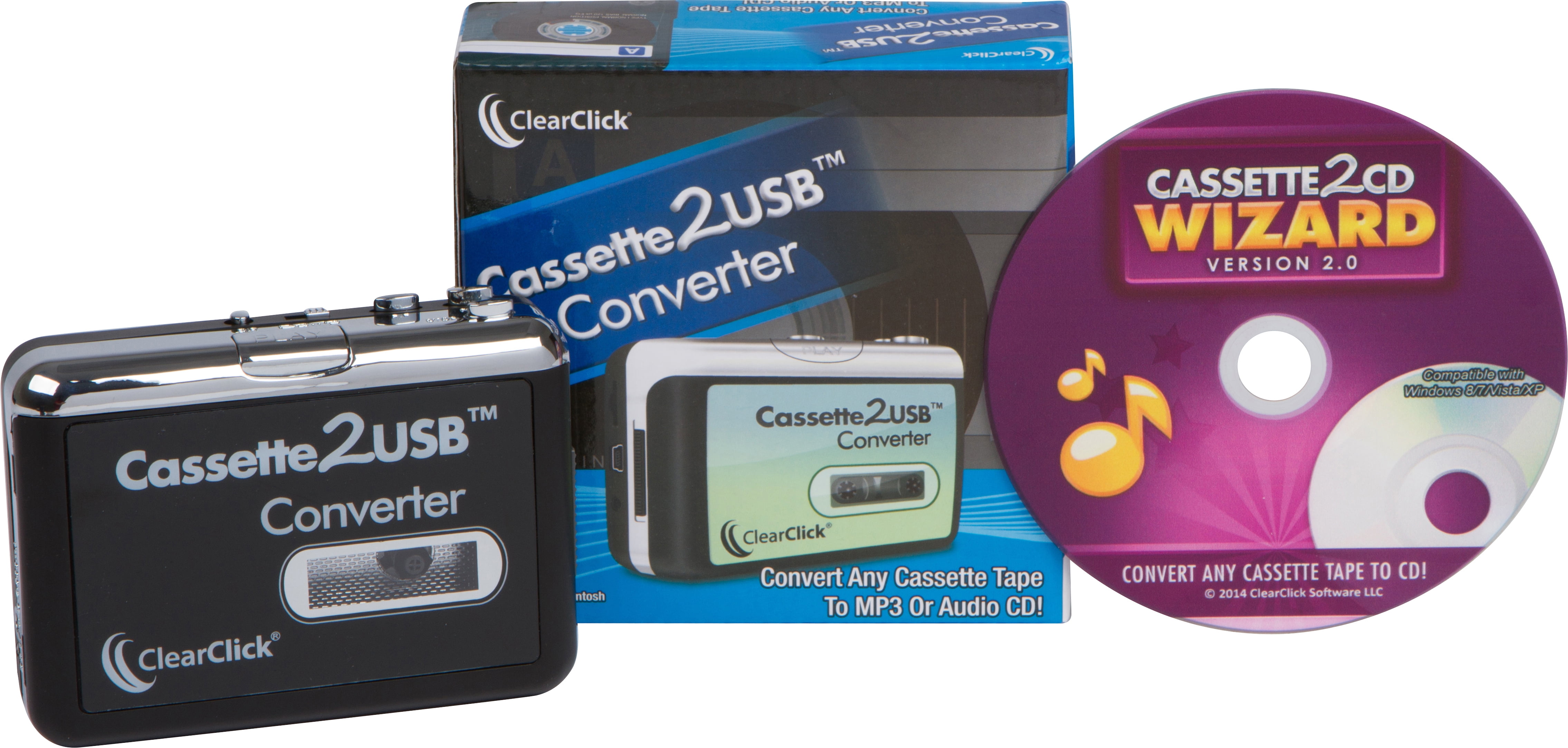 ClearClick Cassette Tape To USB Converter with Cassette2CD Wizard 2.0