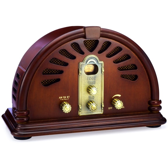 ClearClick Classic Vintage Retro Style AM/FM Radio with Bluetooth - Handmade Wooden Exterior
