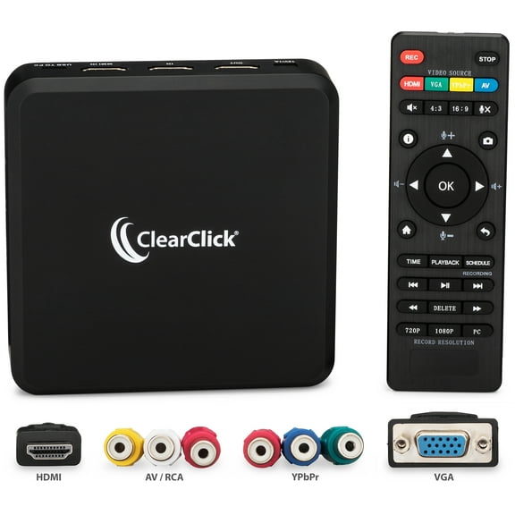 ClearClick HD Capture Box Platinum - Capture and Stream Video from HDMI, RCA, AV, VGA, YpbPr, VHS, VCR, DVD, Camcorders, Hi8