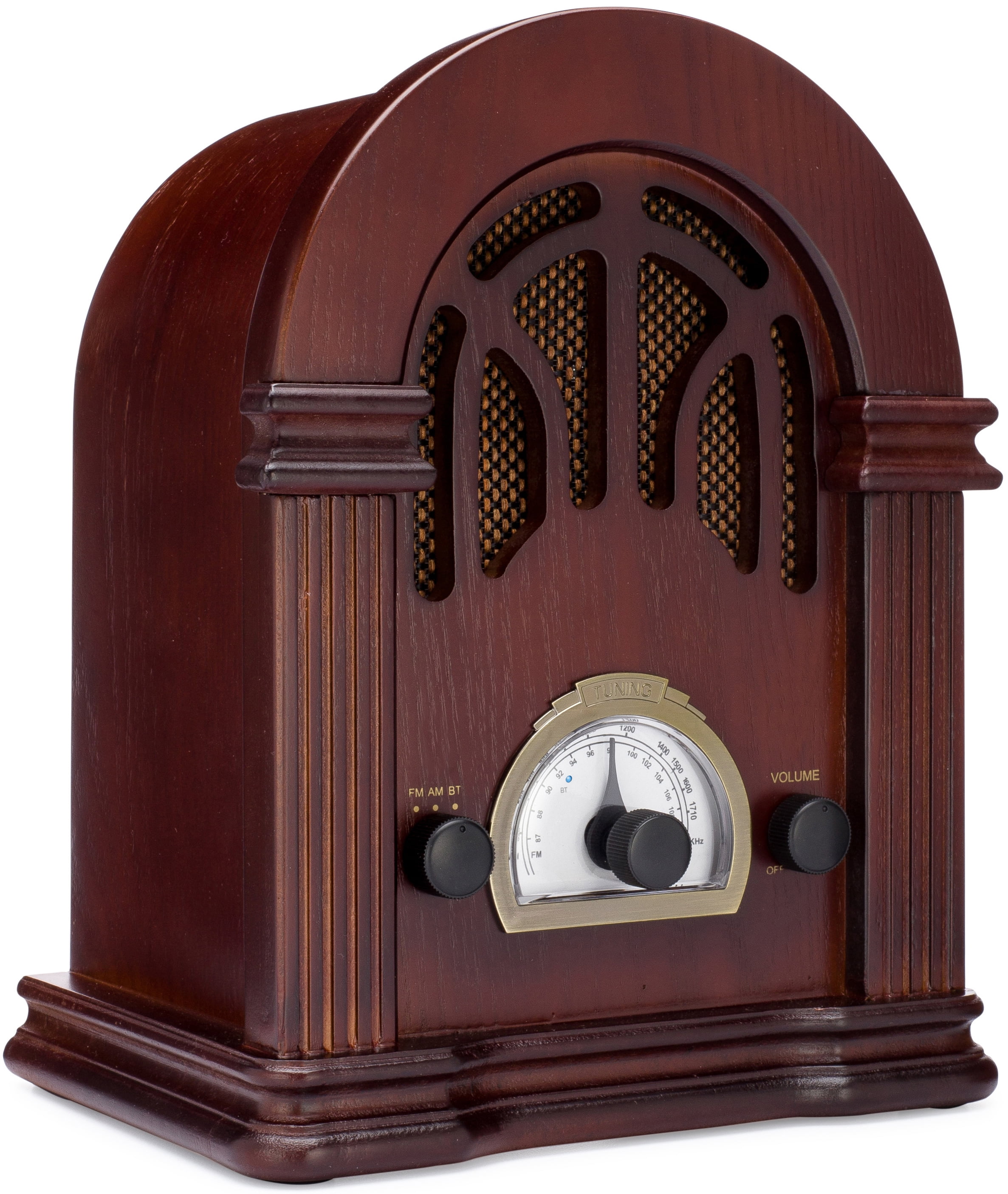 ClearClick Retro AM/FM Radio with Bluetooth - Handmade Wooden Vintage Style  Speaker