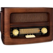 ClearClick VR47 Bluetooth Corded Electric Backlight Portable AM/FM Radio, Brown
