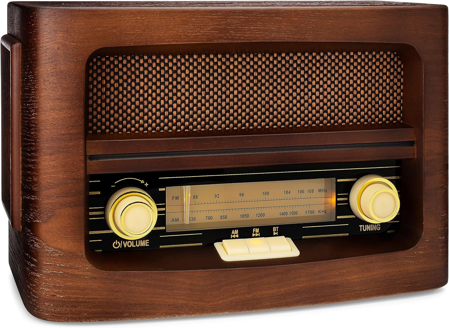 ClearClick VR47 Bluetooth Corded Electric Backlight Portable AM/FM Radio, Brown