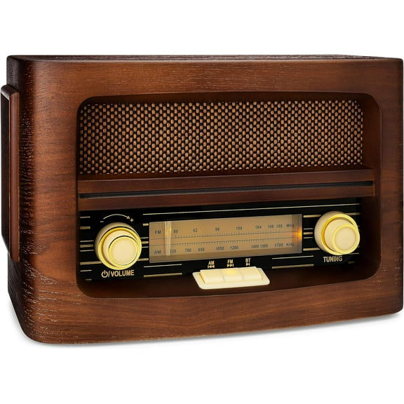 ClearClick VR47 Bluetooth Corded Electric Backlight Portable AM/FM Radio, Brown