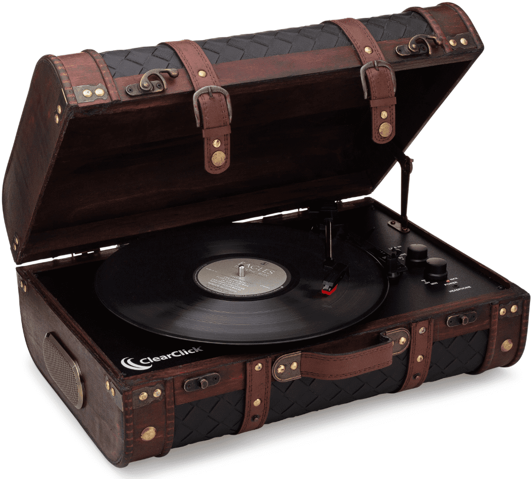 ClearClick Vintage Suitcase Turntable with Bluetooth & USB