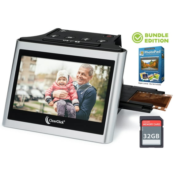 ClearClick Virtuoso 2.0 (Second Generation) 22MP Film & Slide Scanner with Extra Large 5" LCD Screen - Convert 35mm, 110, 126 Slides and Negatives (Bundle Edition)