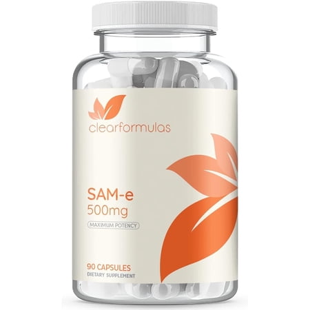 Clear Formula Bioactive SAM-e Supplement Capsule for Liver, Mood & Joint Support, 500mg, 90 Count