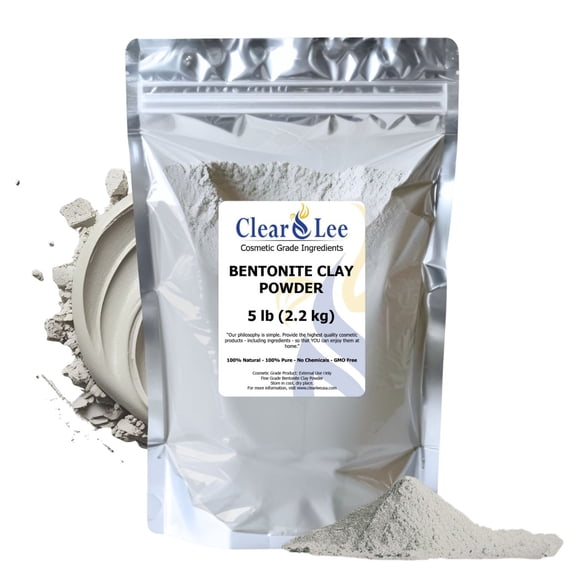ClearLee Bentonite Clay Cosmetic Grade Powder - 100% Pure Natural Powder - Indian Clay - Great For Skin Detox, Rejuvenation, and More - Heal Damaged Skin - DIY Clay Face Mask (5 lb)