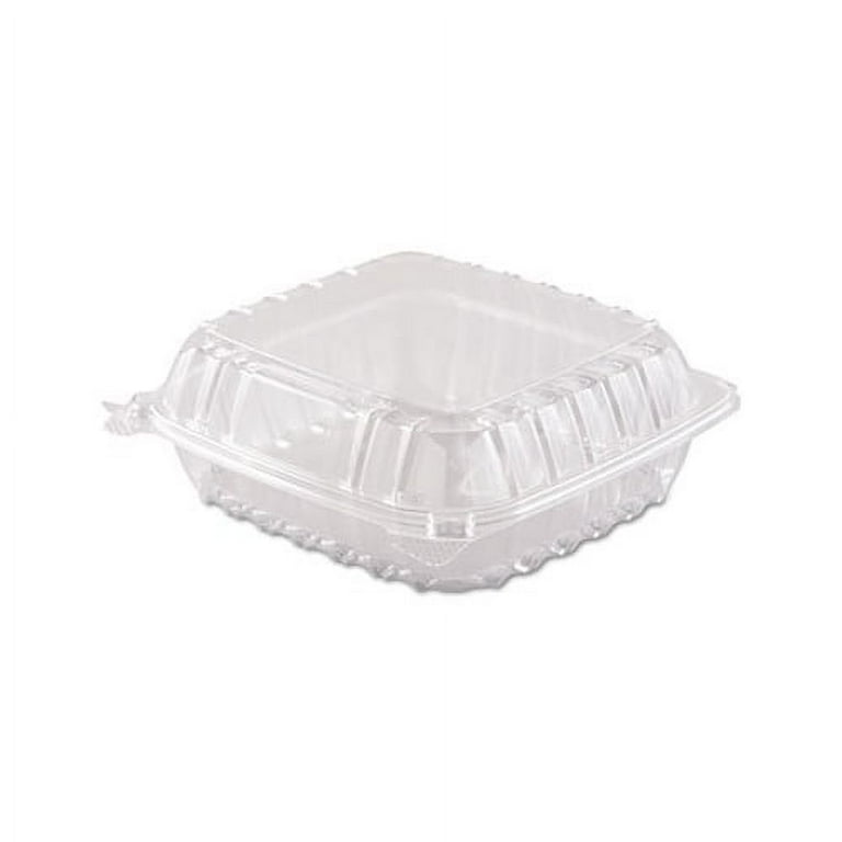 ClearSeal Hinged-Lid Plastic Containers, 8.3 x 8.3 x 3, Clear, Plastic, 250/Carton ClearSeal Hinged-Lid Plastic Containers, 8.3 x 8.3 x 3, Clear, Plastic, 250/Carton