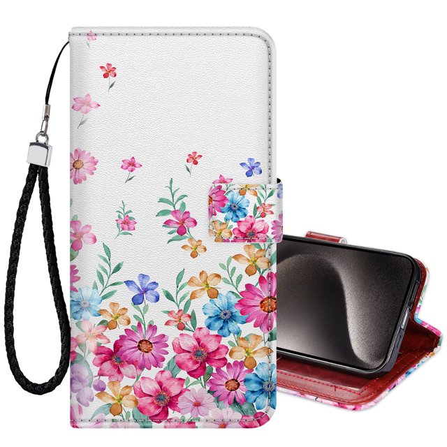 ClearSha iPhone 15 Pro Max Wallet Case for Women, Cute Flower Floral
