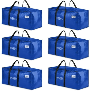 ClearSpace Heavy Duty Moving Bags or Storage Bag – Large Moving Boxes with Backpack Straps, Zippers & Handles – Perfect for Moving, College Dorm, Traveling, Camping, Christmas Decorations, 8 Pack