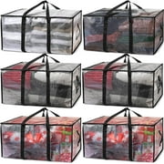 Oversized Moving Bags - Large Storage Bags with Backpack Straps, Zippers & Handles - Heavy-Duty Packing Bags for Moving, College Dorm & Christmas Decorations - 6 Pack