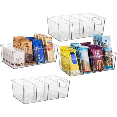 ClearSpace Plastic Pantry Organization and Storage Bins with Dividers – Perfect Kitchen Organization or Kitchen Storage – Fridge Organizer, Refrigerator Organizer Bins, Cabinet Organizers