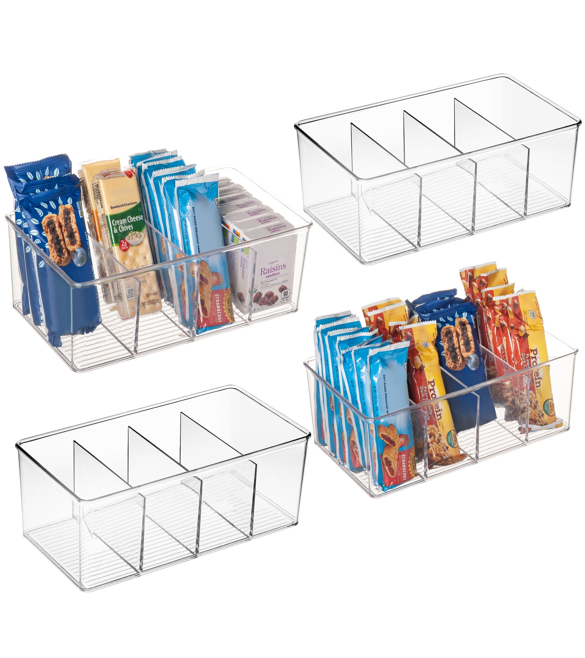 Clear Plastic Freezer Safe Food Storage Organizer Bins Set