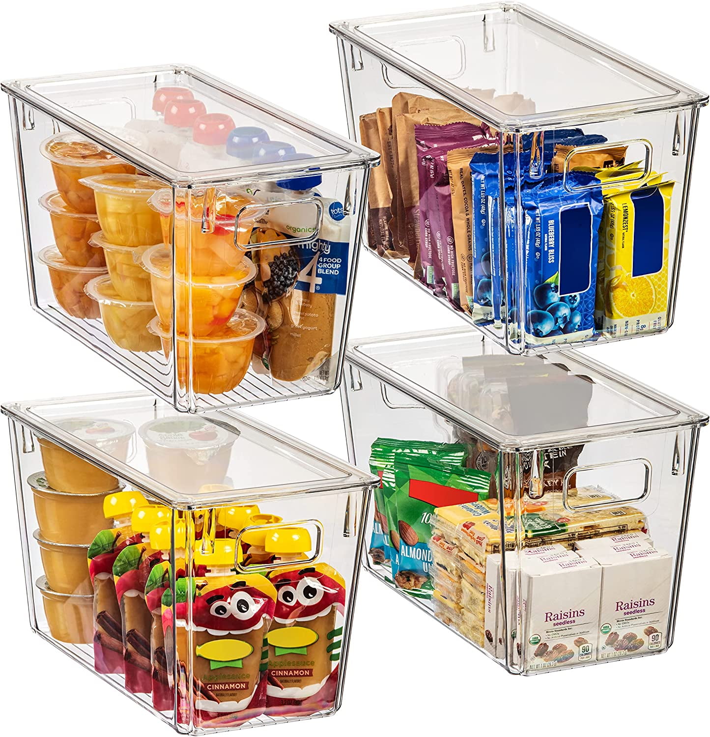 Clear BPA-Free Plastic Storage Bins with Lids, 4-Pack