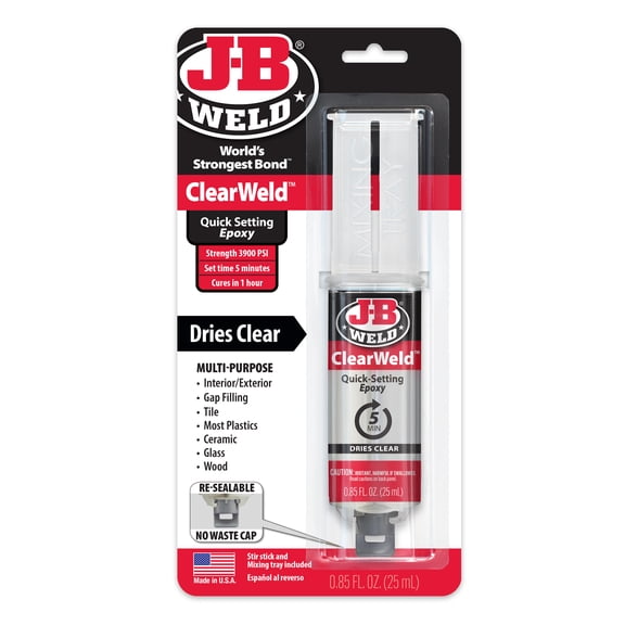 J-B Weld ClearWeld Syringe Epoxy Adhesive Clear 25 ml