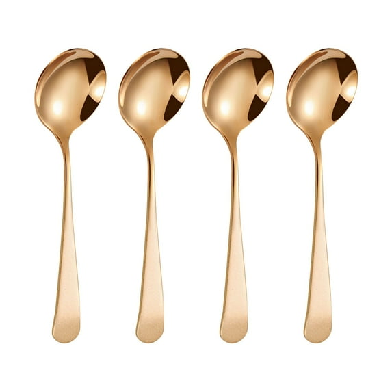 Soup Spoons, Easeky Round Spoon 304 Stainless Spoon Fork Household Cute Small Soup Spoon Thick Round Bottom Eating Spoon Tablespoons Stainless Spoons Soup Soup Spoons Asian Style