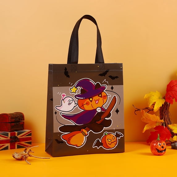 Clearance Under $0.29Halloween Goodie Bags, Reusable Non-Woven Treat Totes with Handles for Kids, Spooky Themed Party Favor Bags for Trick-or-Treat and Candy Collection