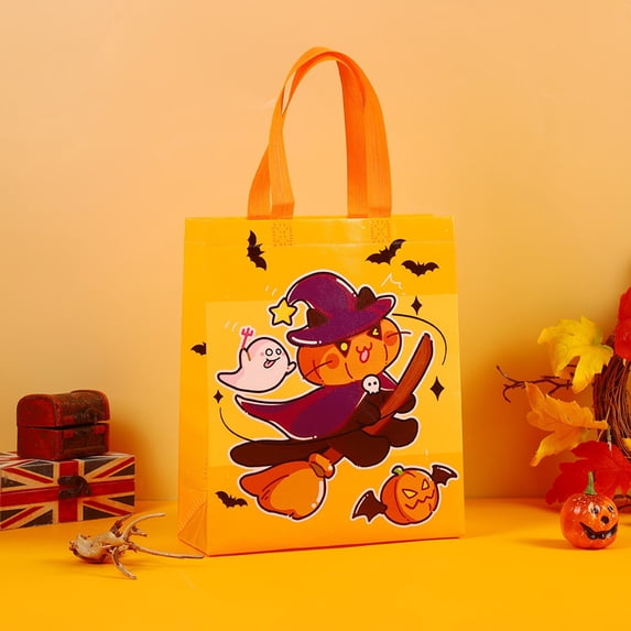 Clearance Under $0.29Halloween Goodie Bags, Reusable Non-Woven Treat Totes with Handles for Kids, Spooky Themed Party Favor Bags for Trick-or-Treat and Candy Collection