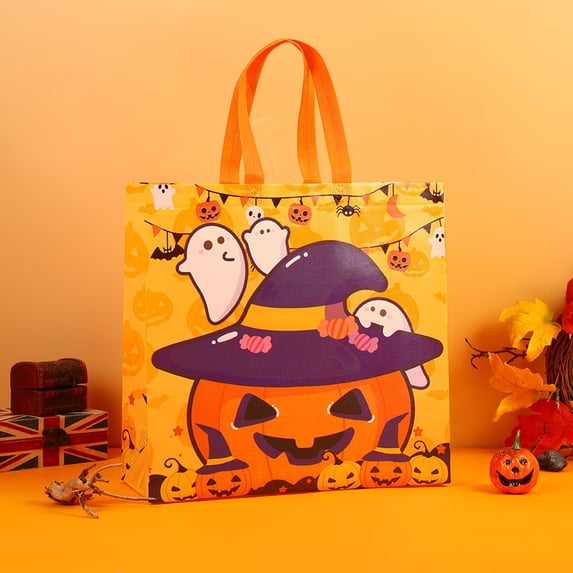 Clearance Under $0.39Halloween Goodie Bags, Reusable Non-Woven Treat Totes with Handles for Kids, Spooky Themed Party Favor Bags for Trick-or-Treat and Candy Collection