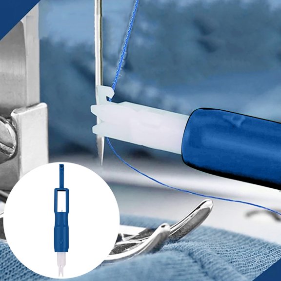 Clearance Under $0.69! 1PC Sewing Machine Needle Threader, Automatic Inserter Tool with Dual Function for Easy Threading, Plastic/Metal, for Home Sewing, (7.5x1cm, Dark Blue)