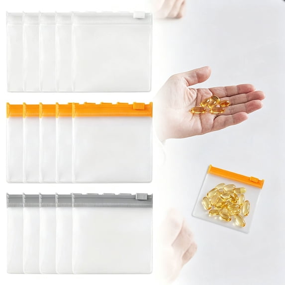 Clearance Under $0.79Pill Organizer Bags, Reusable Zippered Travel Medicine Pouch Set, Lightproof Small Storage Bags for Pills Vitamins and Supplements