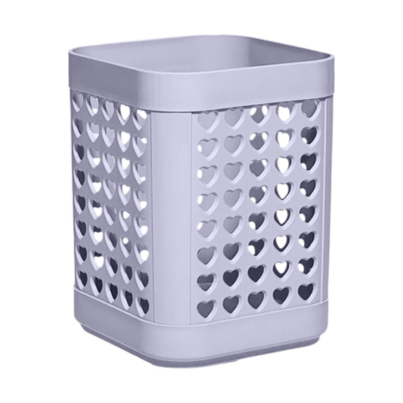 Clearance Under $0.84! 1PC Heart Cutout Desk Organizer, Multi-Compartment Pencil Cup Holder with Decorative Design, Plastic, for Stationery, Purple, One Size