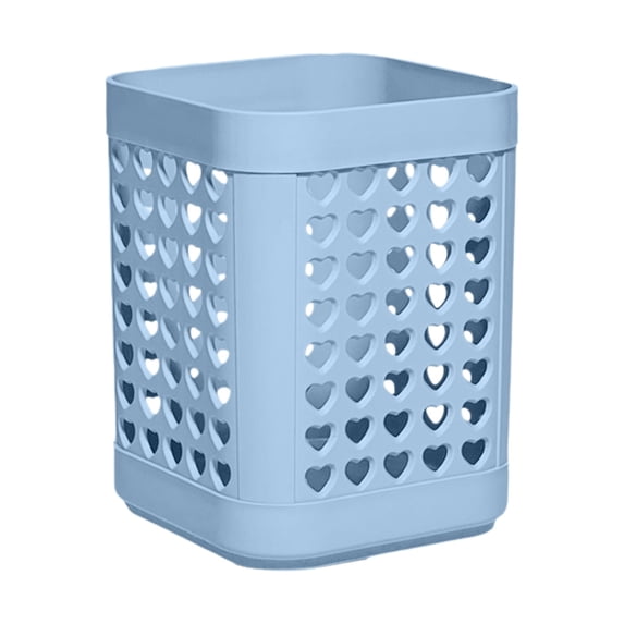 Clearance Under $0.84! 1PC Heart Cutout Desk Organizer, Multi-Compartment Pencil Cup Holder with Decorative Design, Plastic, for Stationery, Sky Blue, One Size