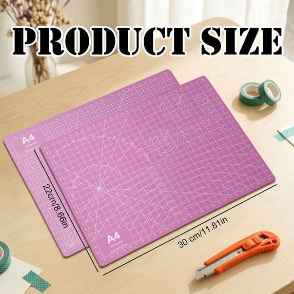Clearance Under $0.89! 1PC Double-Sided PVC Cutting Mat, A4 Size 1.2mm Thick with Grid for Sewing & Quilting, PVC, for Crafts & Model Making, Pink, One Size