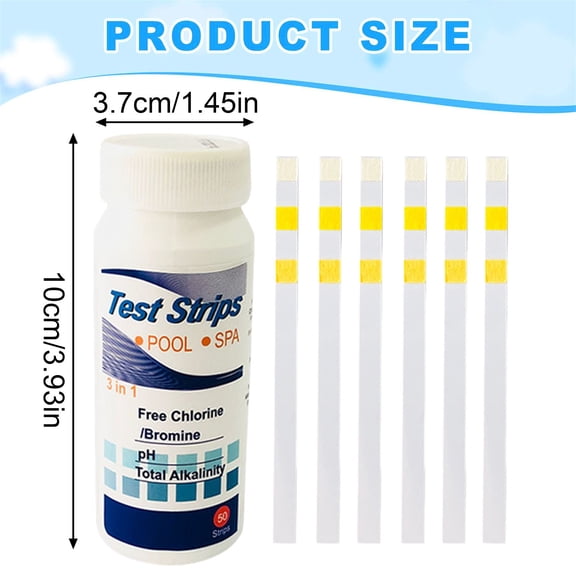 Clearance Under $0.89! 50PCS Pool Test Strips, Quick & Accurate Water Quality Tester for Pools & Spas, Plastic, for Pool Maintenance, (One Size, White)