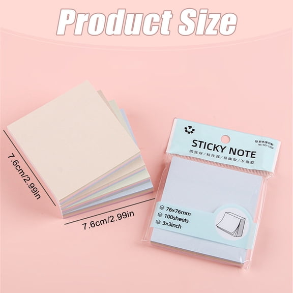 Clearance Under $0.99! 1PAD Colorful Sticky Notes, 100 Sheets Self-Adhesive Memo Pads with Tearable Design, Paper, for Notes & Reminders, 7.6x7.6cm, Red