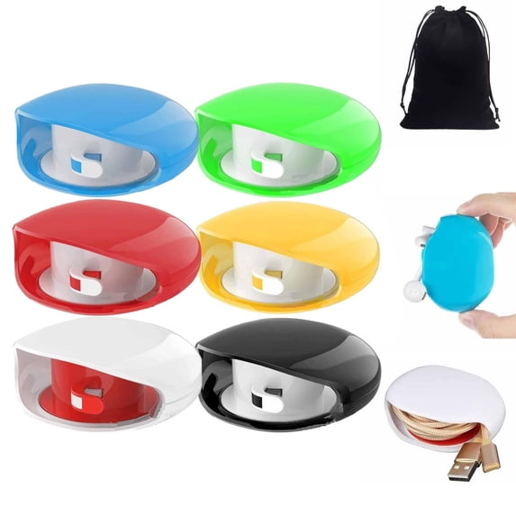 Clearance Under $0.99 Automatic Retractable Cable Reel, Horizontal Cable Organizer for USB, Headphone, and Data Cables, Space-Saving Cord Winder for Desk and Travel