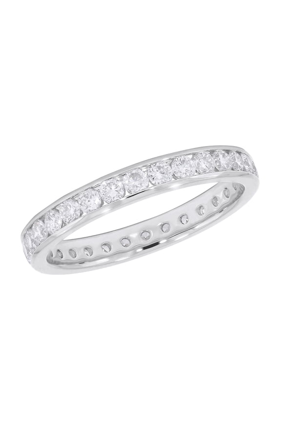 Clearance 1.00Ct FG/VS Round Lab Grown Diamond Channel Set Wedding Band for Women 10K White Gold Size 6