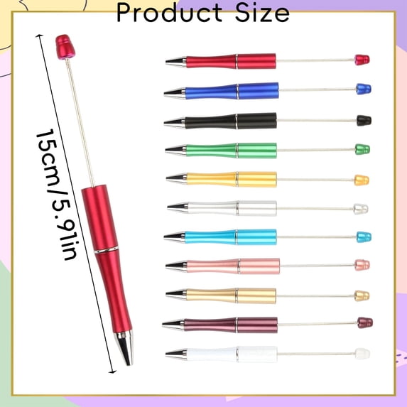 Clearance Under $1.09! 1PC DIY Beaded Pen, 1.0mm Pre-Drilled Ballpoint Pen with Black Ink for Customization, Plastic, for Gifting & Crafting, 15x2cm, Gold