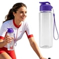 thumbnail image 1 of Reusable Water Bottle with Flip-Top Lid and Lanyard, Leak-Proof Sports Bottle - PU, 1 of 7