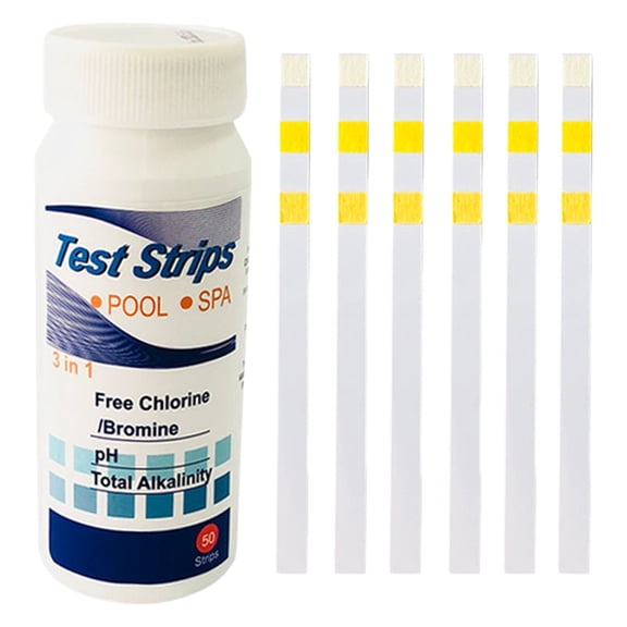 Clearance Under $1.14! 50PACK Pool & Spa Test Strips, Water Quality Testing Kit for pH, Alkalinity, & Chlorine, Plastic, for Pool Care, (One Size, White)