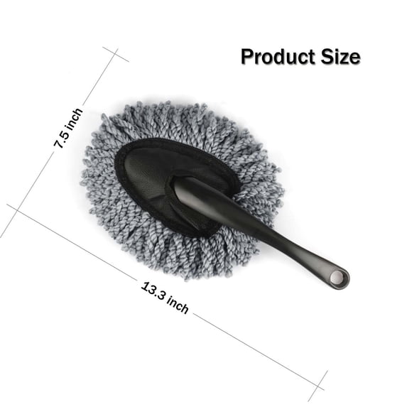 Clearance Under $1.29! 1PC Microfiber Car Duster Brush, Multi-Functional Cleaning Tool with Removable Head, Plastic, for Auto Detailing, (13.3inch, Grey)